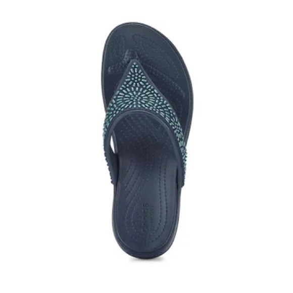 Crocs Women’s Monterey Diamante Wedge Flip Flops Size 9 - Picture 1 of 10
